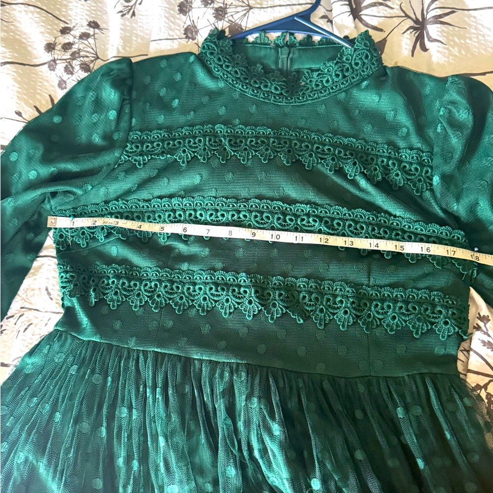 Dainty Jewells Teal Long Sleeve Lace Dress - Picture 9 of 10